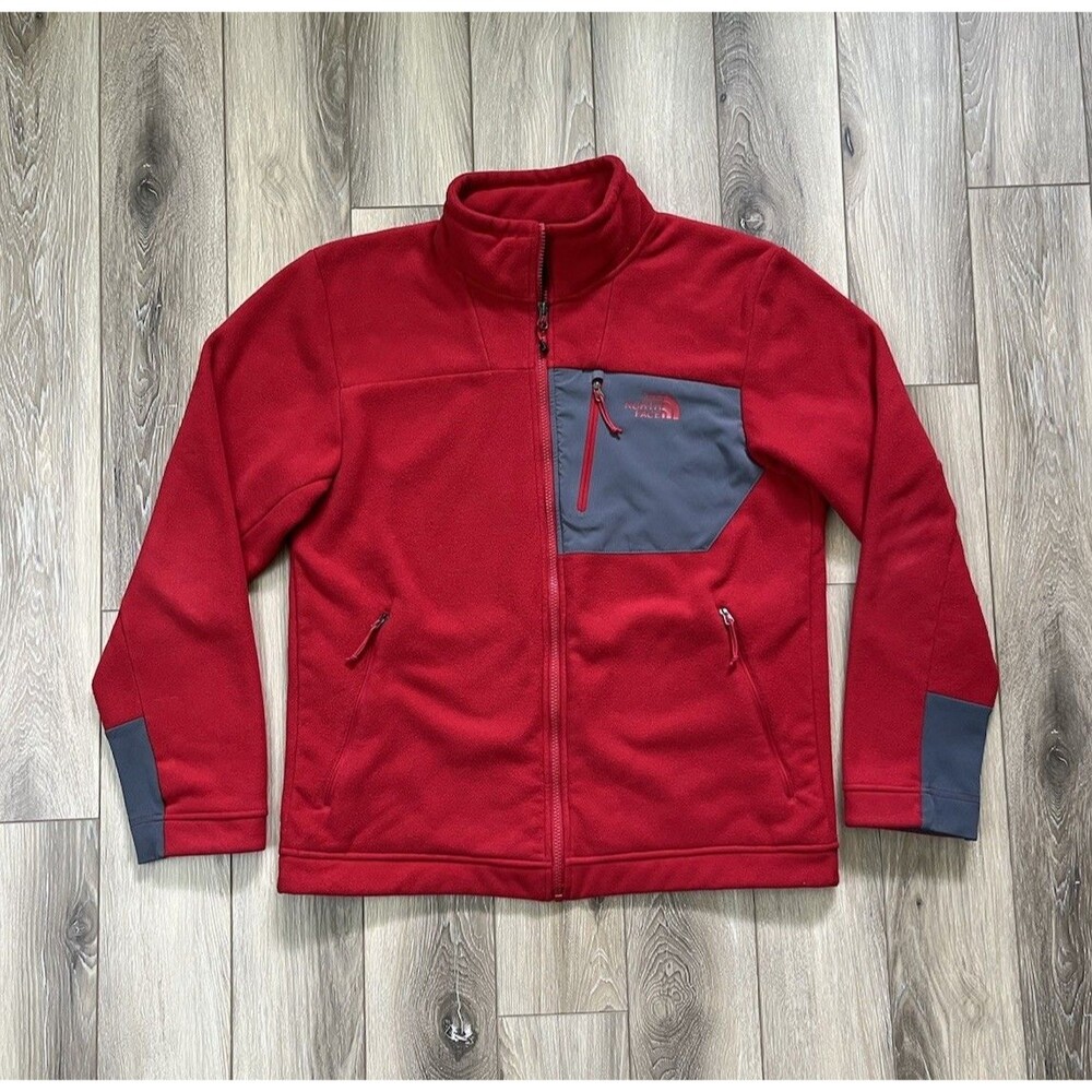 The North Face Red Chimborazo Pile Lined Full Zip Fleece Sweater Jacket Mens M